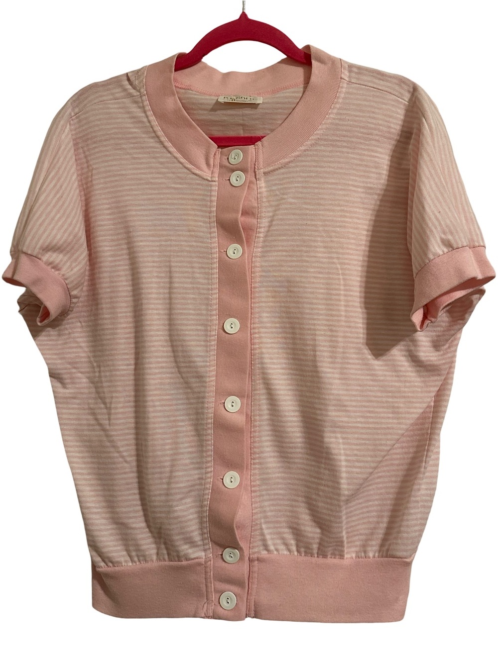 Vintage D.K. Gold by Donnkenny Pink Striped Button-Up Knit Top